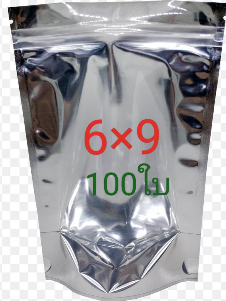 ถุงซิปตั้งหลังเงิน 6x9นิ้ว *100pcs(บัว) ปรับราคา!!