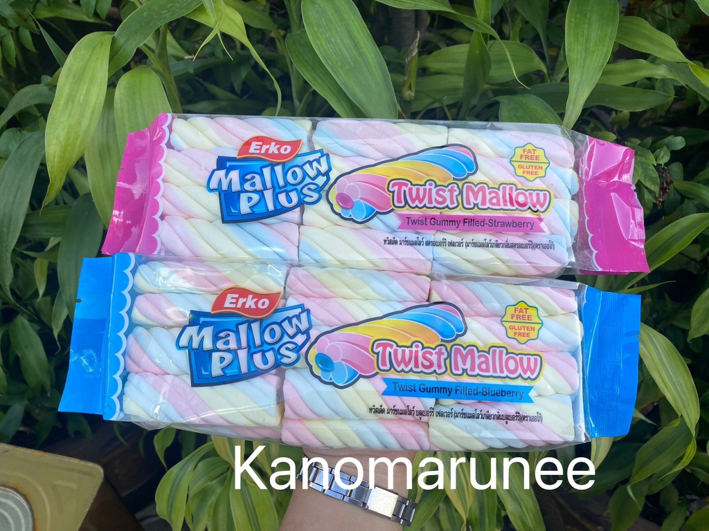 (เออโก้)มาร์ชแมลโลว์เกลียวสอดไส้สตรอเบอร์รี่,บลูเบอร์รี่180g./40