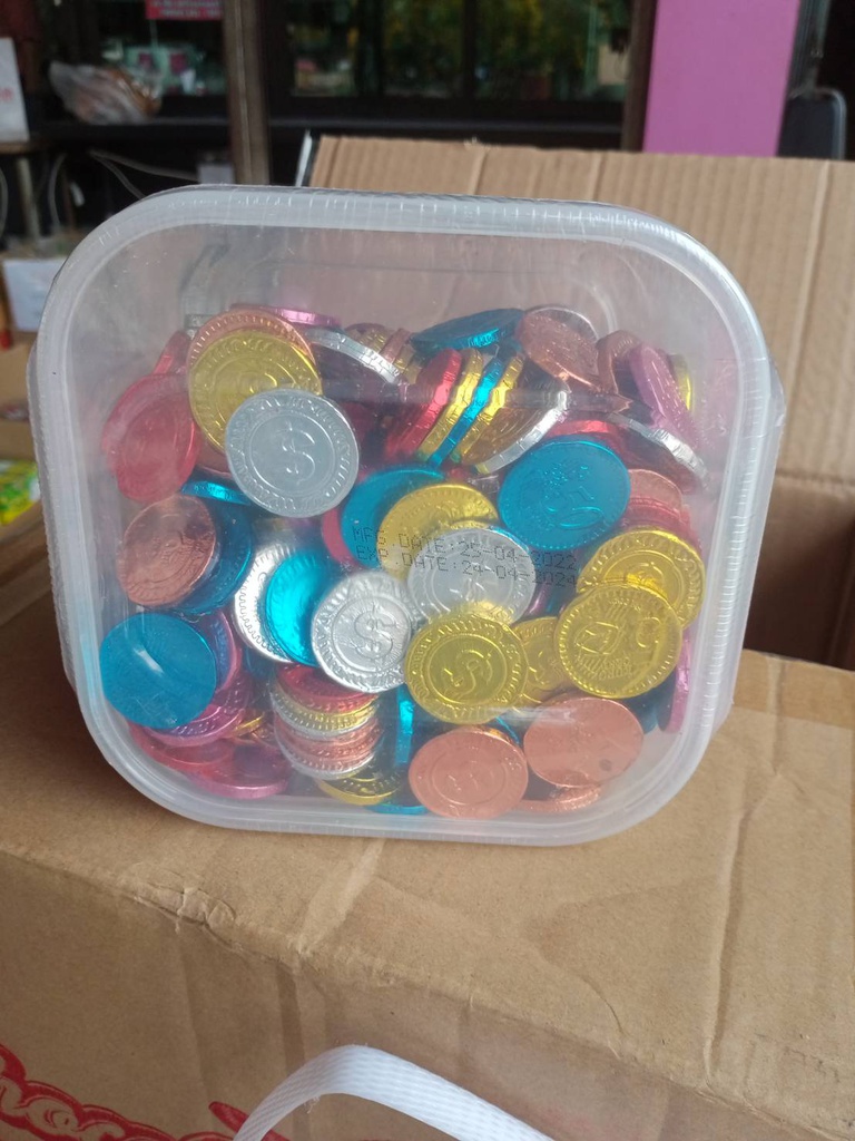 ช็อคเหรียญทอง/ช็อคเหรียญคละสี 300 pcs/8