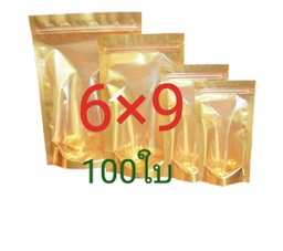 ถุงซิปตั้งหน้าใสหลังทอง6x9*100pcs(บัว)/40 ปรับราคา!!